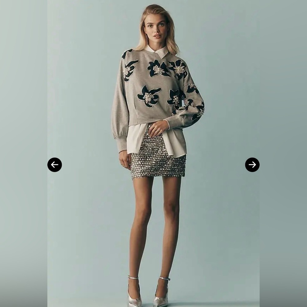 Ollari
Deco Floral Embellished Pullover - Heathered Grey
Anthropologie New XS